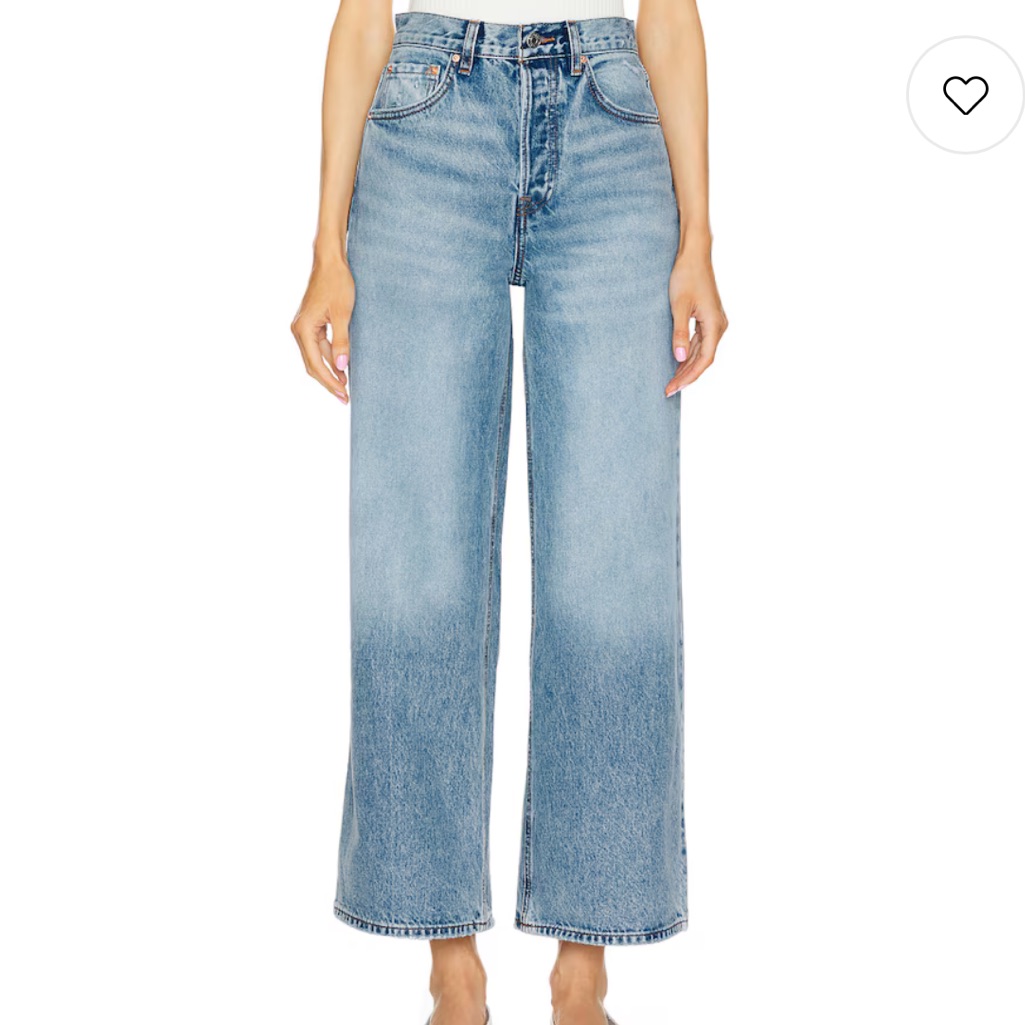 Grlfrnd Norah Crop Wide Leg Jeans In Bluebird In Light Wash Size 26